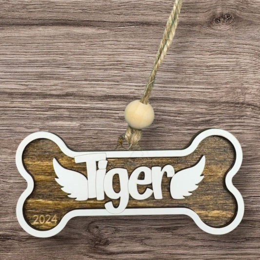 2 layer Dog Bone Hanging Ornament